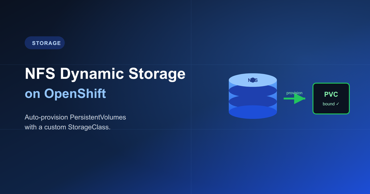 Create a storage class for NFS dynamic storage provisioning in OpenShift