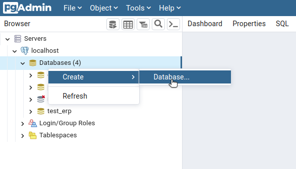 create PostgreSql database